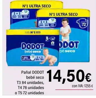 Cash Ifa DODOT Pañal bebé seco T3 84 unidades, T4 78 unidades o T5 72 unidades oferta