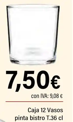 Cash Ifa Caja 12 Vasos pinta bistro T. oferta