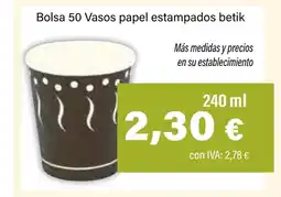 Cash Ifa Bolsa 50 Vasos papel estampados betik oferta
