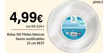 Cash Ifa Bolsa 100 platos blancos llanos reutilizables 22 cm best oferta