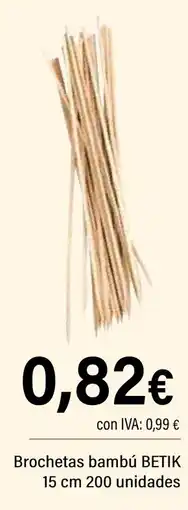 Cash Ifa Brochetas bambú betik 15 cm 200 unidades oferta