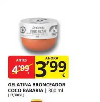 Supermercados MAS Gelatina Bronceador Coco Babaria 300ml oferta