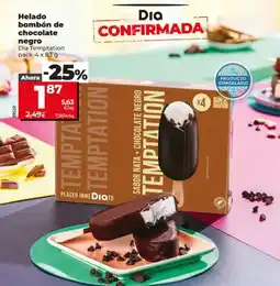 Dia Dia temptation - helado bombón de chocolate negro pack-4 x 83 g oferta