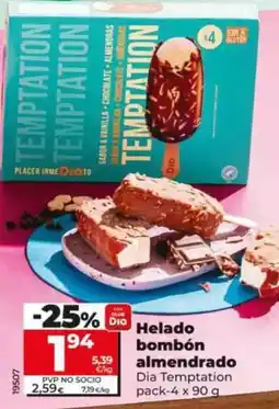 Dia Dia temptation - helado bombón almendrado pack-4 x 90 g oferta