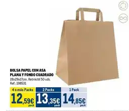 Makro Bolsa papel con asa plana y fondo cuadrado oferta