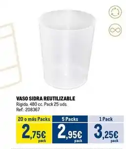 Makro Vaso sidra reutilizable oferta