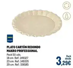Makro Makro - plato carton redondo oferta