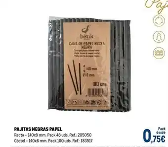 Makro Betik - pajitas negras papel oferta