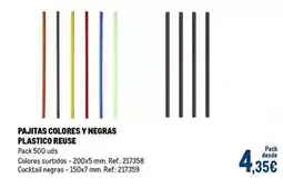 Makro Pajitas colores y negras plastico reuse oferta