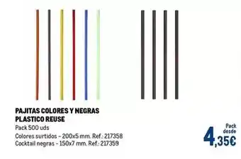 Makro Pajitas colores y negras plastico reuse oferta