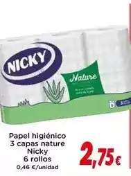 Proxi Nicky - papel higiénico 3 capas nature 6 rollos oferta