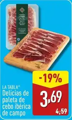 ALDI Delicias - la tabla de paleta de cebo iberica de campo oferta