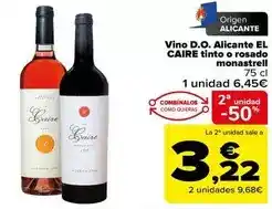 Carrefour Origen - vino d.o. alicante el caire tinto o rosado monastrell oferta
