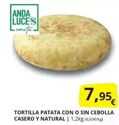 Supermercados MAS Anda - tortilla patata con o sin cebolla casero y natural oferta