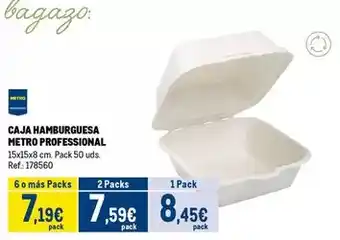 Makro Metro professional - caja hamburguesa oferta