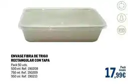 Makro Envase fibra de trigo rectangular con tapa oferta
