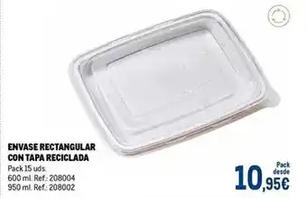 Makro Envase rectangular con tapa reciclada oferta