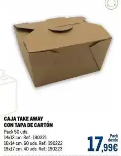 Makro Caja take away con tapa de cartón oferta