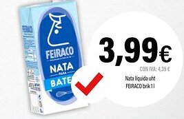 Cash Ifa FEIRACO Nata líquida uht oferta