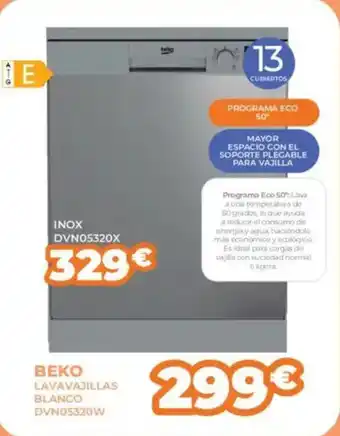 Pascual Martí BEKO Lavavajillas blanco dvn05320w oferta