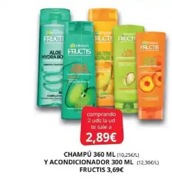 Supermercados MAS Champú 360 Ml Y Acondicionador 300ml Fructis oferta