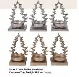 Laura Ashley Set of 3 festive aluminium christmas tree tealigat holders oferta