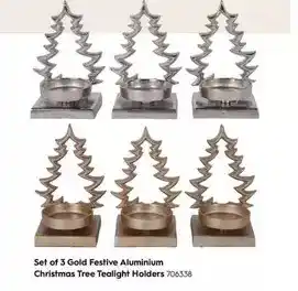 Laura Ashley Set of 3 festive aluminium christmas tree tealigat holders oferta