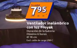 Action Ventilador inalámbrico con luz Froyak oferta