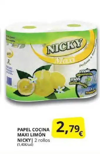 Supermercados MAS Nicky Papel Cocina Maxi Limón 2 rollos oferta