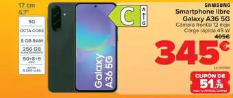 Carrefour SAMSUNG Smartphone libre Galaxy A36 5G Cámara frontal 12 mpx oferta