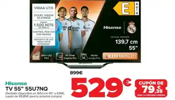 Carrefour HISENSE TV 55" 55U7NQ oferta
