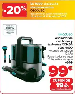 Carrefour CECOTEC Aspirador acua 4000 de colchones y tapicerías CONGA oferta