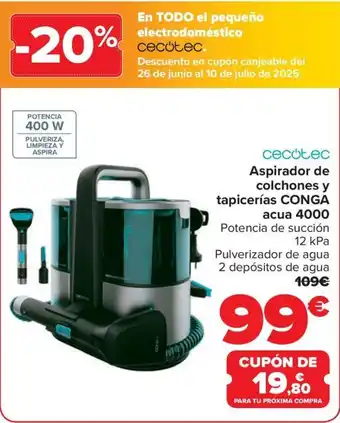 Carrefour CECOTEC Aspirador acua 4000 de colchones y tapicerías CONGA oferta