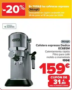 Carrefour DELONGHI Cafetera espresso Dedica EC685M oferta