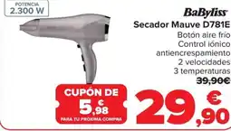 Carrefour BABYLISS Secador Mauve D781E oferta