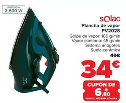 Carrefour SOLAC Plancha de vapor PV2028 oferta