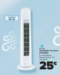 Carrefour KLINDOR Ventilador de torre KTF3021 oferta