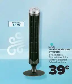 Carrefour KLINDO Ventilador de torre KTF33RC oferta
