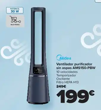 Carrefour MIDEA Ventilador purificador sin aspas AMS150-PBW oferta