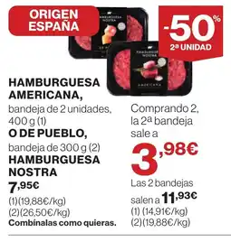 Supercor Hamburguesa americana, o de pueblo, hamburgue nostra oferta