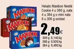 FROIZ Nestlé - helado maxibon cookie 4 u oferta