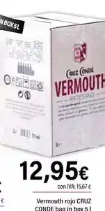 Cash Ifa Cruz conde - vermouth rojo bag in box 5 l oferta