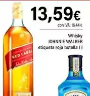 Cash Ifa Johnnie walker - whisky etiqueta roja botella 1 l oferta