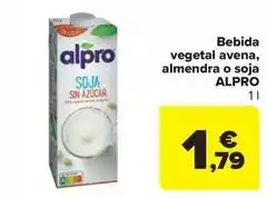 Carrefour Market Alpro - bebida vegetal avena, almendra o soja oferta
