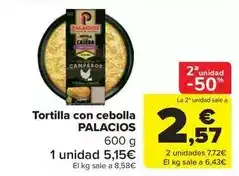 Carrefour Market Palacios - tortilla con cebolla oferta