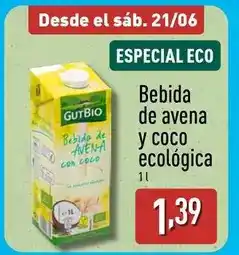 ALDI Gutbio - bebida de avena y coco ecologica oferta