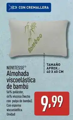 ALDI Novitesse - almohada viscoelastica de bambu oferta