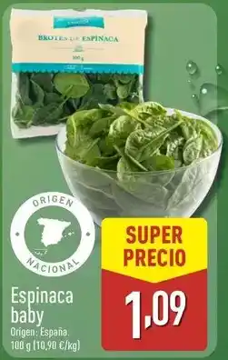 ALDI Espinaca baby oferta