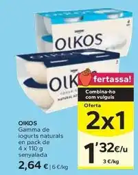Caprabo Danone - oikos gamma de iogurts naturals en pack de 4 x 110 g senyalada oferta