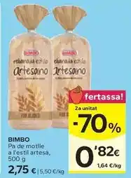 Caprabo Bimbo - pa de motlle a l'estil artesa oferta